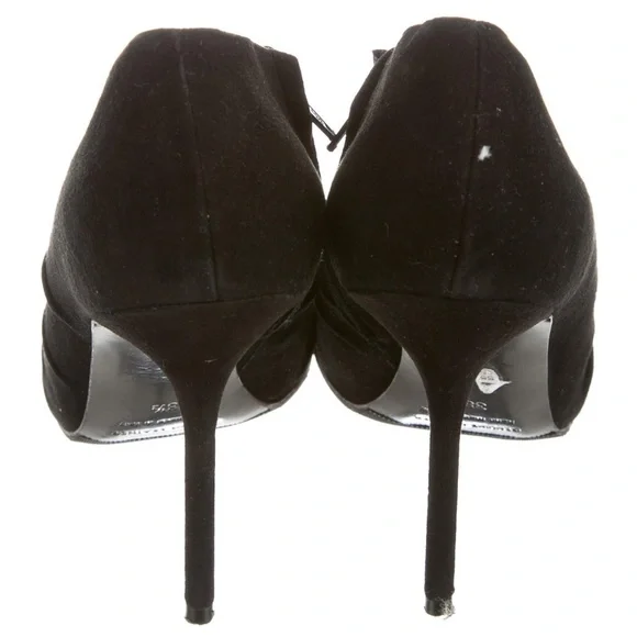 PIERRE Hardy Size 38.5 Black Suede Open-toe Ruched Ankle Booties - Picture 4 of 5